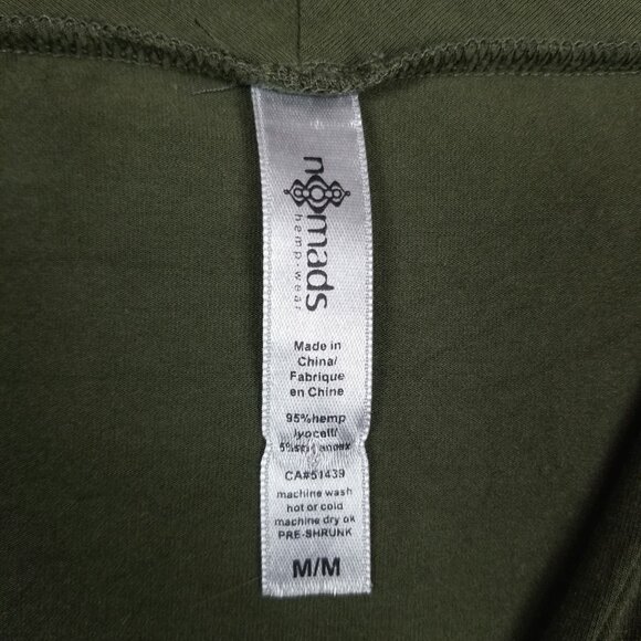 Nomads Hemp Wear Aura Long Sleeve Tee Dark Leaf Green Sz Medium - Picture 7 of 7